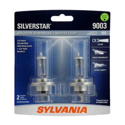 Sylvania 9003 SilverStar High Performance Halogen Headlight Bulbs White (2 Pack)