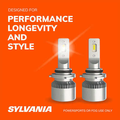 Sylvania 9006 LED Powersport Headlight Bulbs for Off-Road Use or Fog Lights - 2 Pack