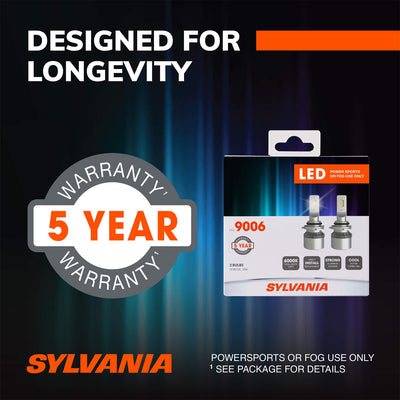 Sylvania 9006 LED Powersport Headlight Bulbs for Off-Road Use or Fog Lights - 2 Pack