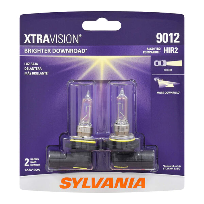 Sylvania 9012 HIR2 SilverStar XtraVision Halogen Headlight Bulbs, White (2 Pack)