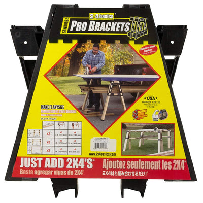 2x4 Basics Sawhorse Pro Brackets with Hardware & Stabilizing Feet (Open Box)