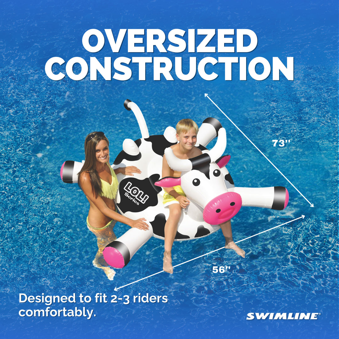 Swimline Giant 56" Inflatable LOL Cow Swimming Pool or Lake Floating Water Raft