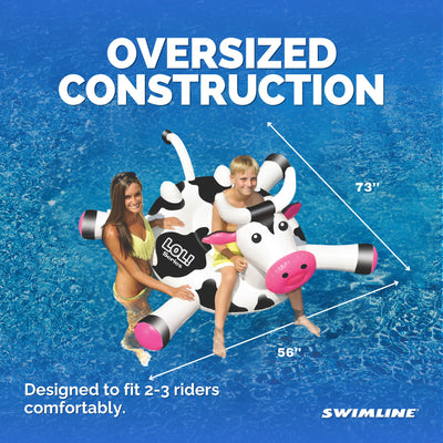 Swimline Giant 56" Inflatable LOL Cow Swimming Pool or Lake Floating Water Raft - VMInnovations