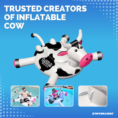 Swimline Giant 56" Inflatable LOL Cow Swimming Pool or Lake Floating Water Raft - VMInnovations