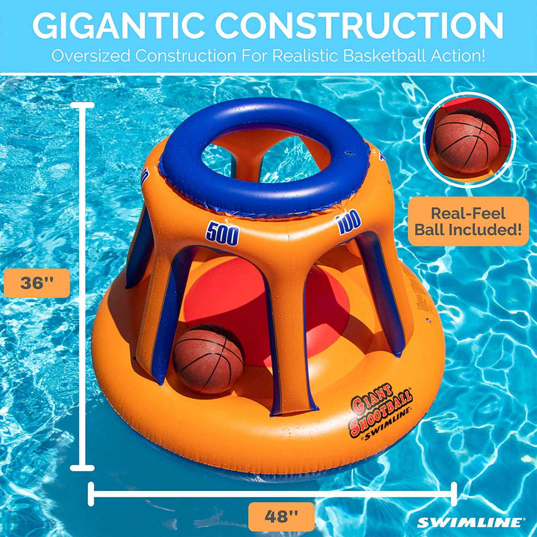 Swimline 36x48 Inflatable Floating Basketball Hoop Giant Shootball Fun Pool