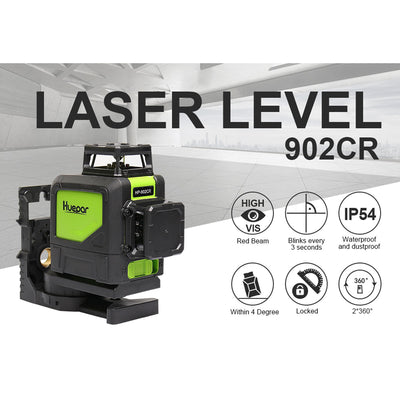 Huepar 360 Degree Cross Line Self Leveling Red Laser Level (Open Box)