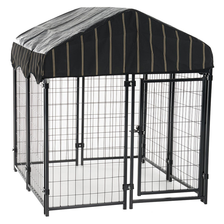 4'6"H x 4'L x 4'W Welded Wire Dog Kennel w/ Heavy Duty Cover(Open Box) - VMInnovations