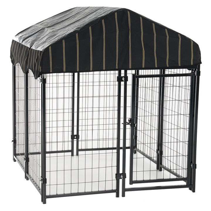 Lucky Dog 4' x 4' x 4.3' Uptown Welded Wire Dog Kennel w/ Waterproof Cover - VMInnovations