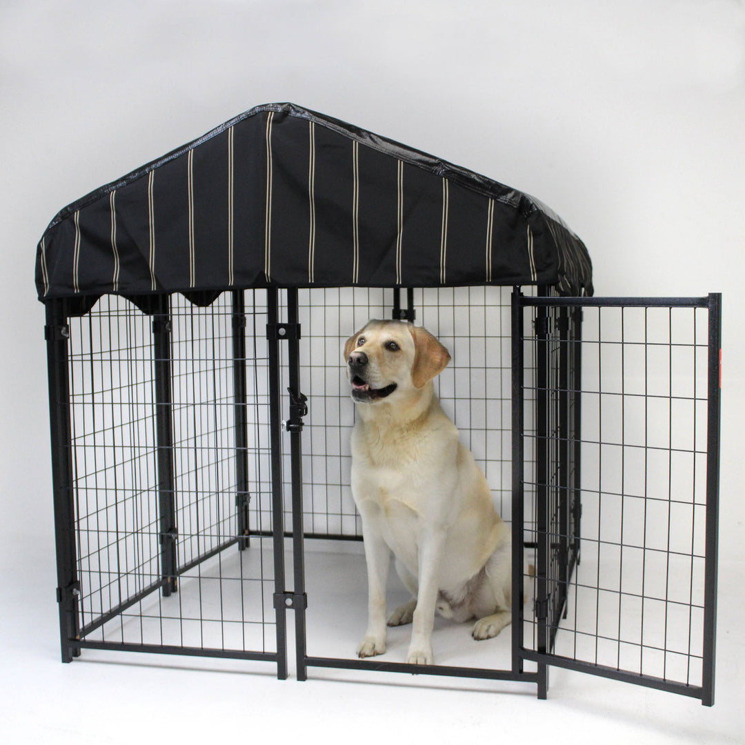 4'6"H x 4'L x 4'W Welded Wire Dog Kennel w/ Heavy Duty Cover(Open Box) - VMInnovations