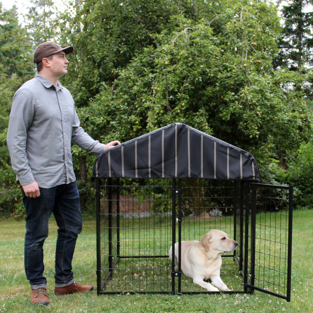Lucky Dog 4' x 4' x 4.3' Uptown Welded Wire Dog Kennel w/ Waterproof Cover - VMInnovations