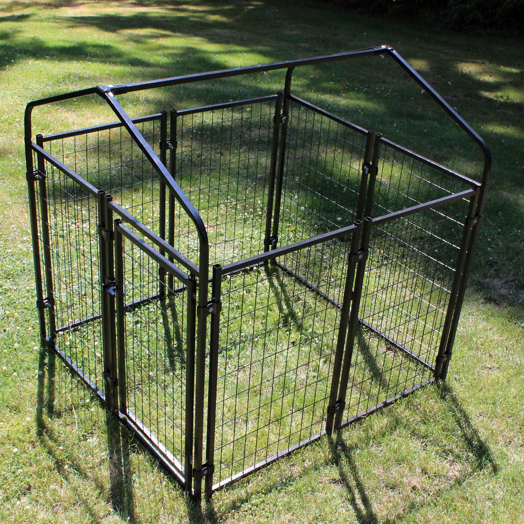 Lucky Dog 4' x 4' x 4.3' Uptown Welded Wire Dog Kennel w/ Waterproof Cover - VMInnovations