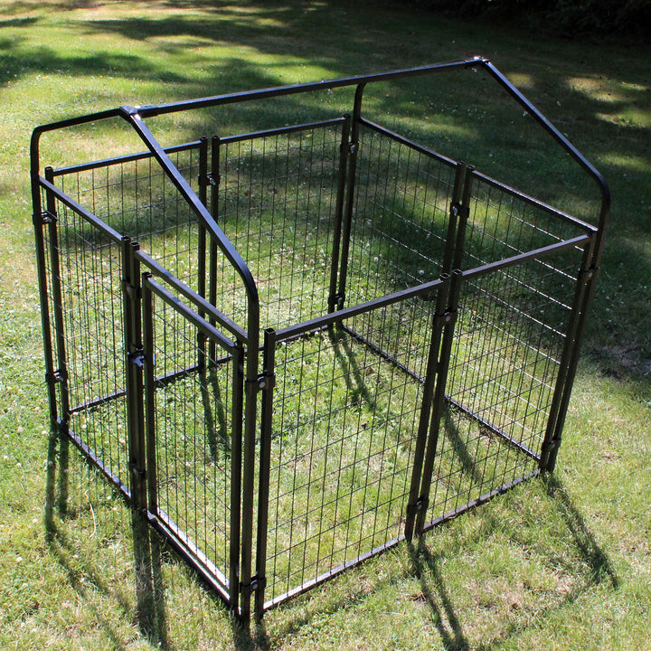 4'6"H x 4'L x 4'W Welded Wire Dog Kennel w/ Heavy Duty Cover(Open Box) - VMInnovations
