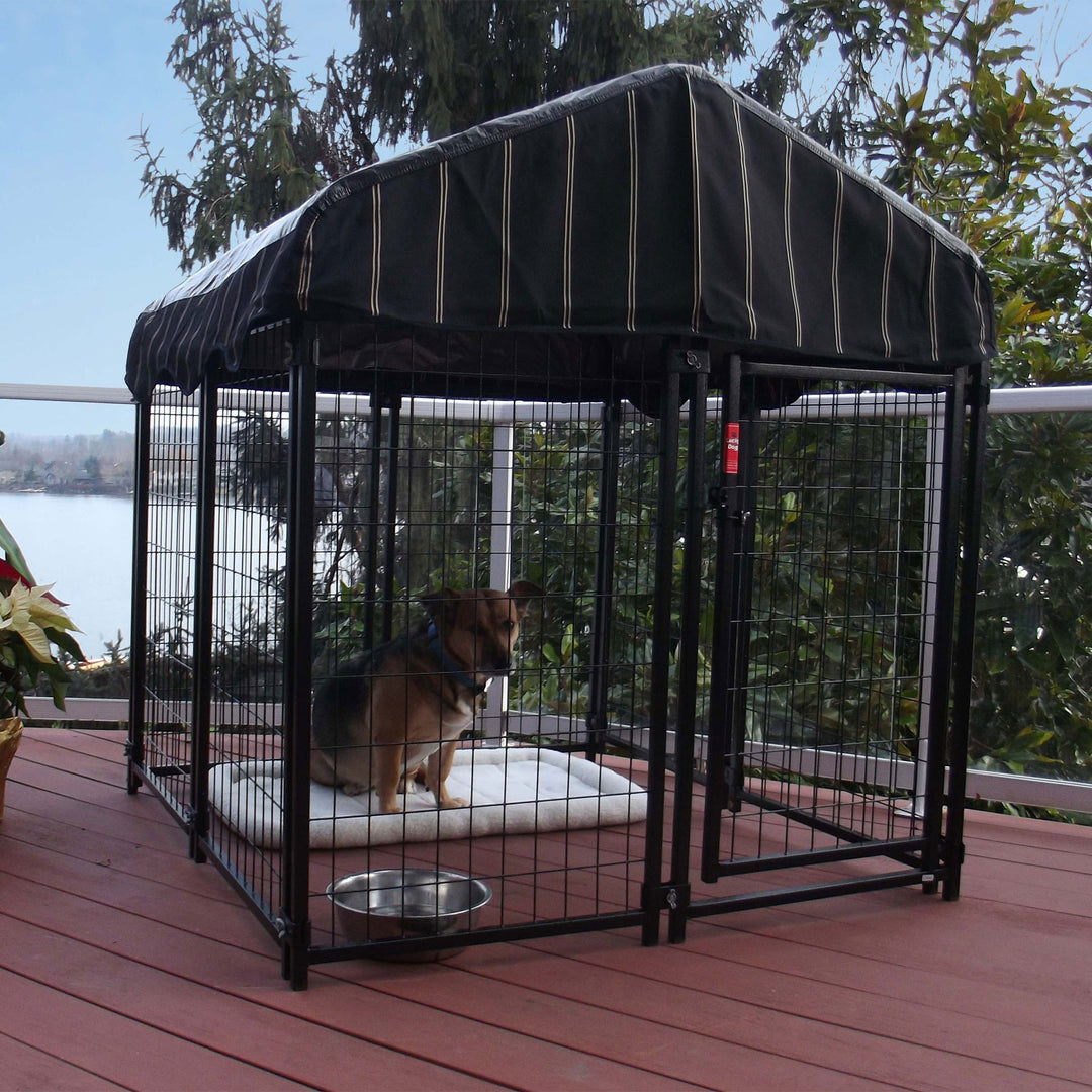 Lucky Dog 4' x 4' x 4.3' Uptown Welded Wire Dog Kennel w/ Waterproof Cover - VMInnovations