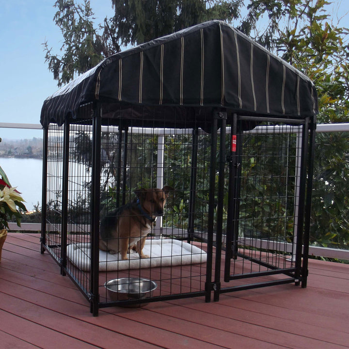 4'6"H x 4'L x 4'W Welded Wire Dog Kennel w/ Heavy Duty Cover(Open Box) - VMInnovations