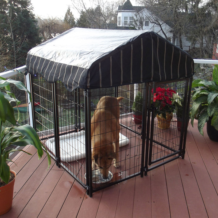 4'6"H x 4'L x 4'W Welded Wire Dog Kennel w/ Heavy Duty Cover(Open Box) - VMInnovations