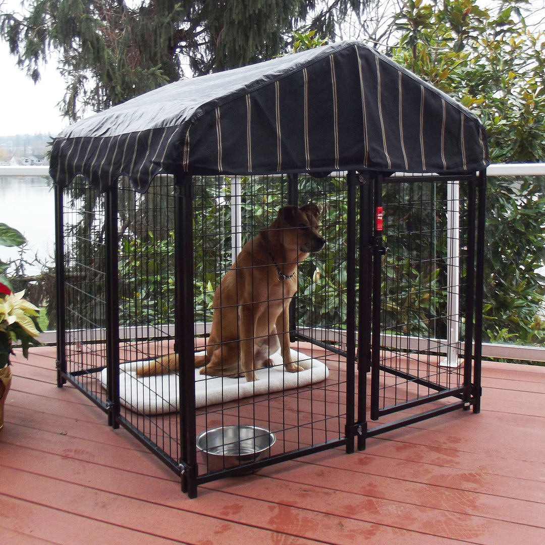 4'6"H x 4'L x 4'W Welded Wire Dog Kennel w/ Heavy Duty Cover(Open Box) - VMInnovations