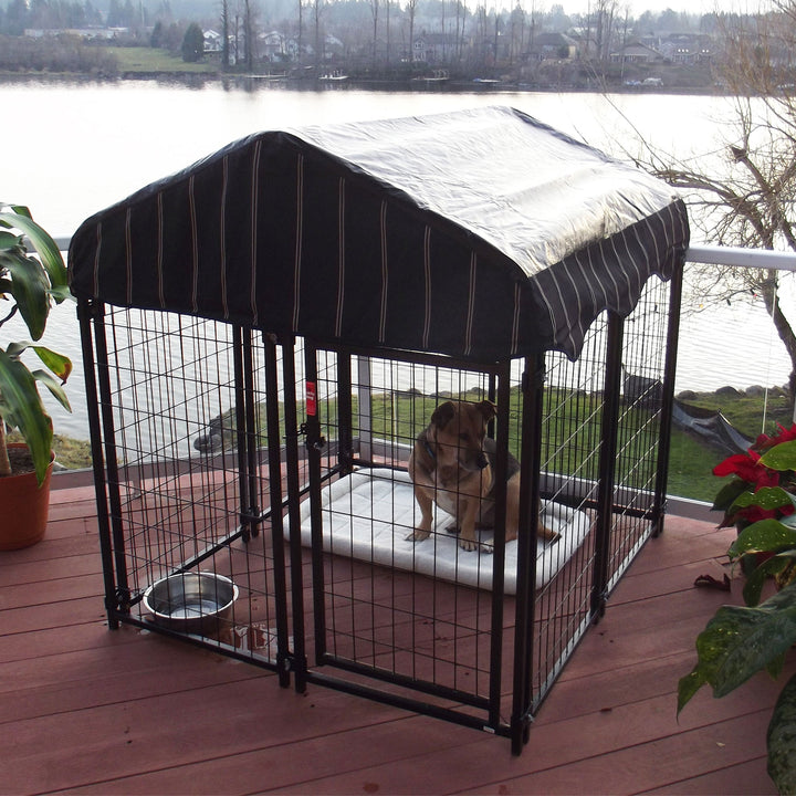 4'6"H x 4'L x 4'W Welded Wire Dog Kennel w/ Heavy Duty Cover(Open Box) - VMInnovations