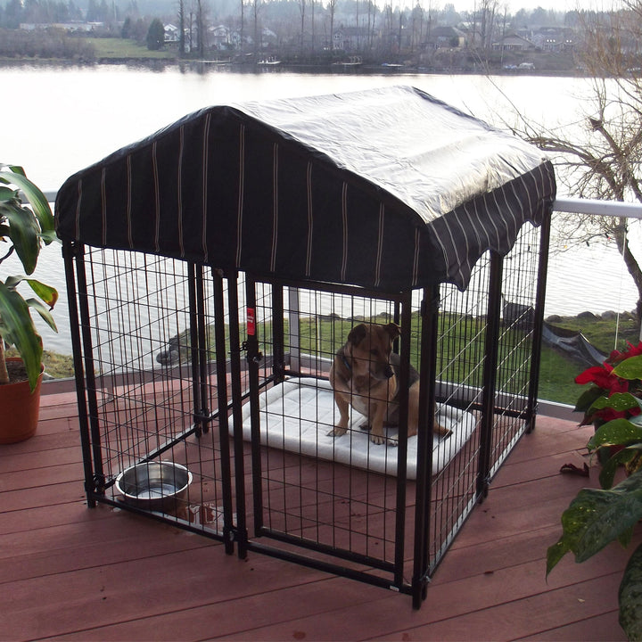 Lucky Dog 4' x 4' x 4.3' Uptown Welded Wire Dog Kennel w/ Waterproof Cover