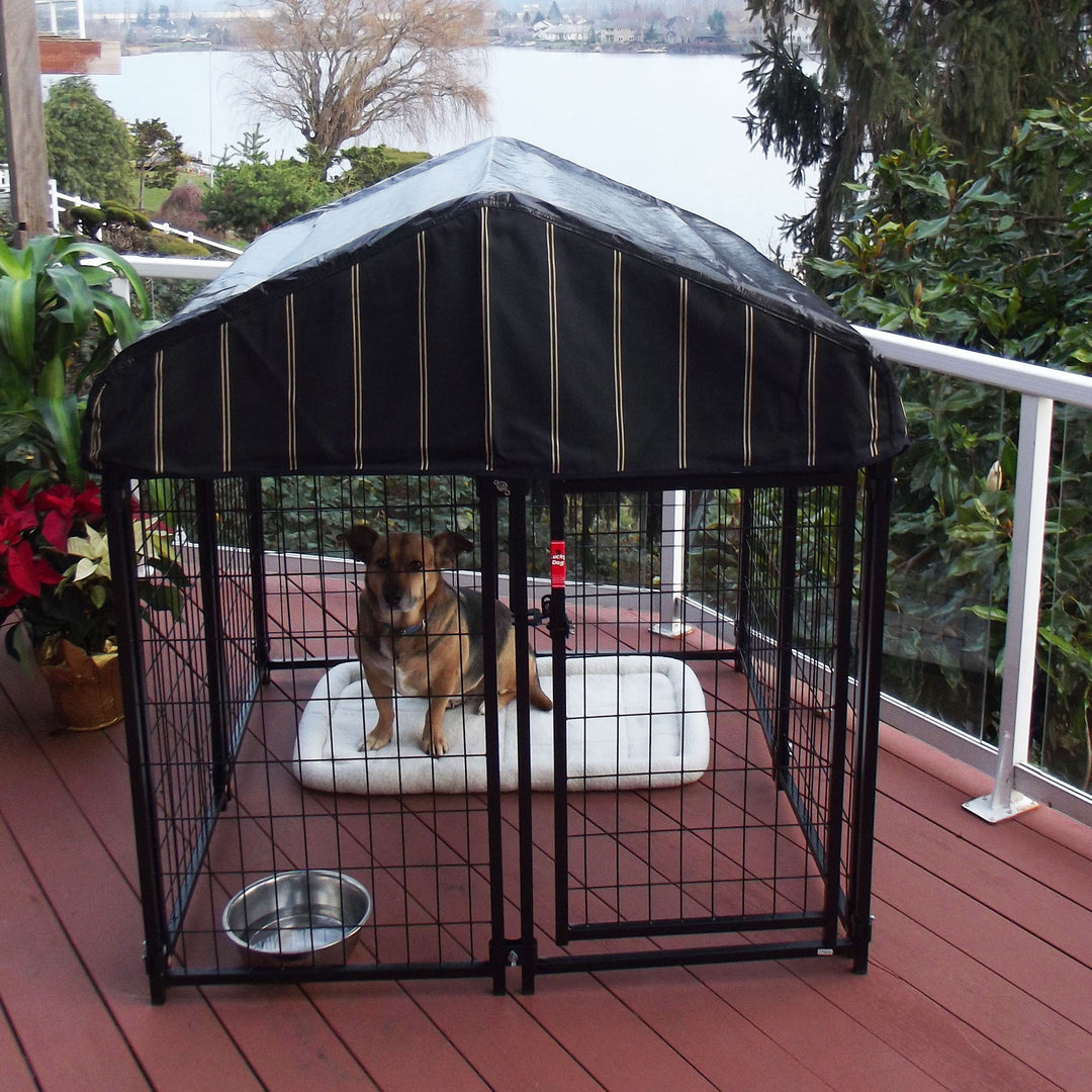 4'6"H x 4'L x 4'W Welded Wire Dog Kennel w/ Heavy Duty Cover(Open Box) - VMInnovations