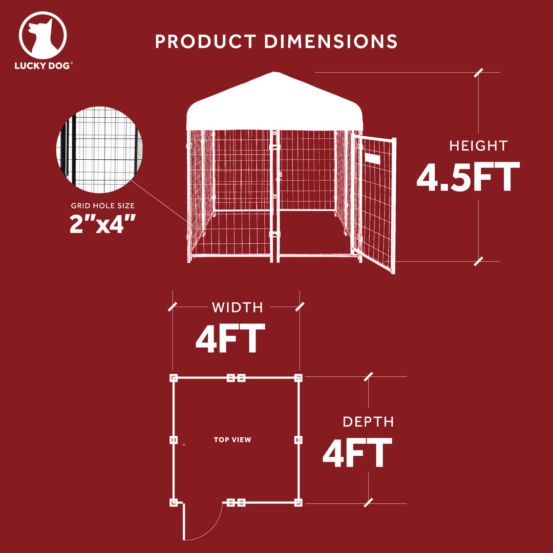 4'6"H x 4'L x 4'W Welded Wire Dog Kennel w/ Heavy Duty Cover(Open Box) - VMInnovations