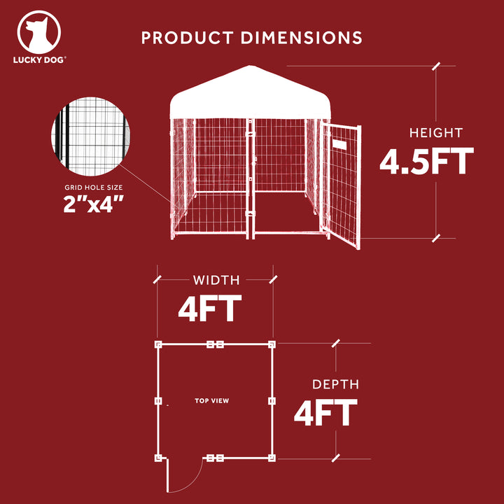 Lucky Dog 4' x 4' x 4.3' Uptown Welded Wire Dog Kennel w/ Waterproof Cover - VMInnovations