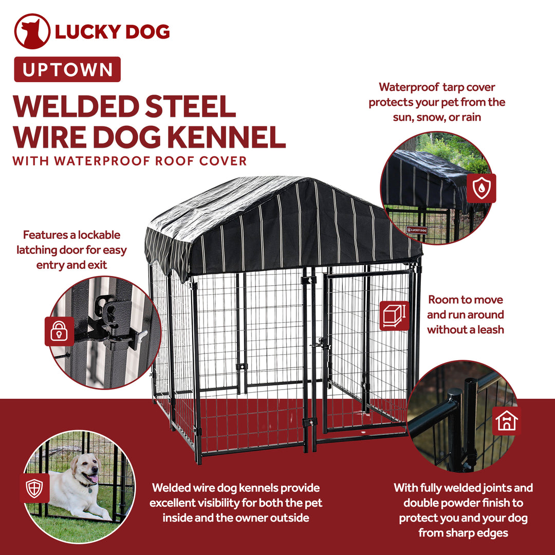 Lucky Dog 4' x 4' x 4.5' Covered Wire Dog Fence Kennel Pet Play Pen (2 Pack)