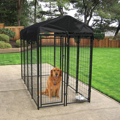 Lucky Dog Uptown Large Outdoor Covered Kennel Heavy Duty Dog Fence Pen (6 Pack) - VMInnovations