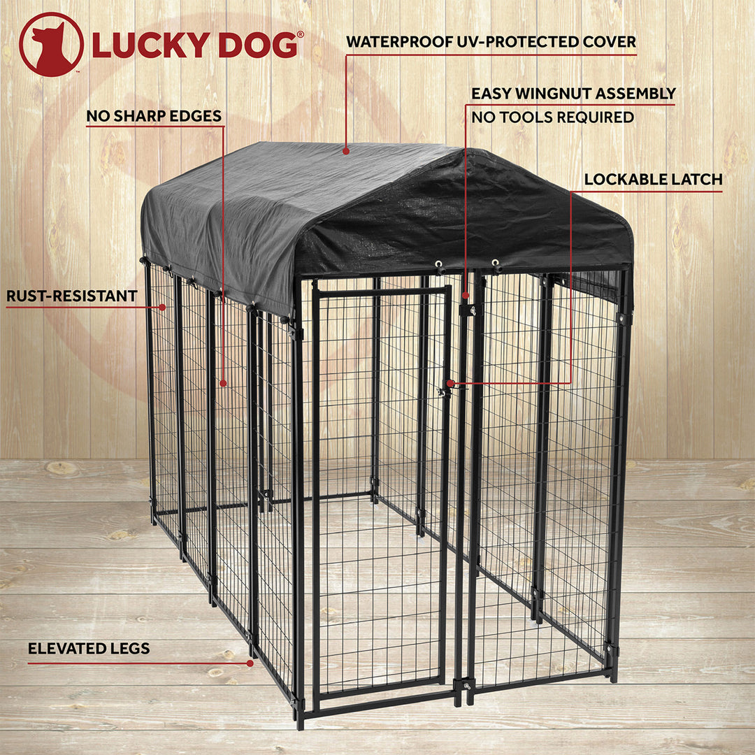 Lucky Dog Uptown Large Outdoor Covered Kennel Heavy Duty Dog Fence Pen (10 Pack)