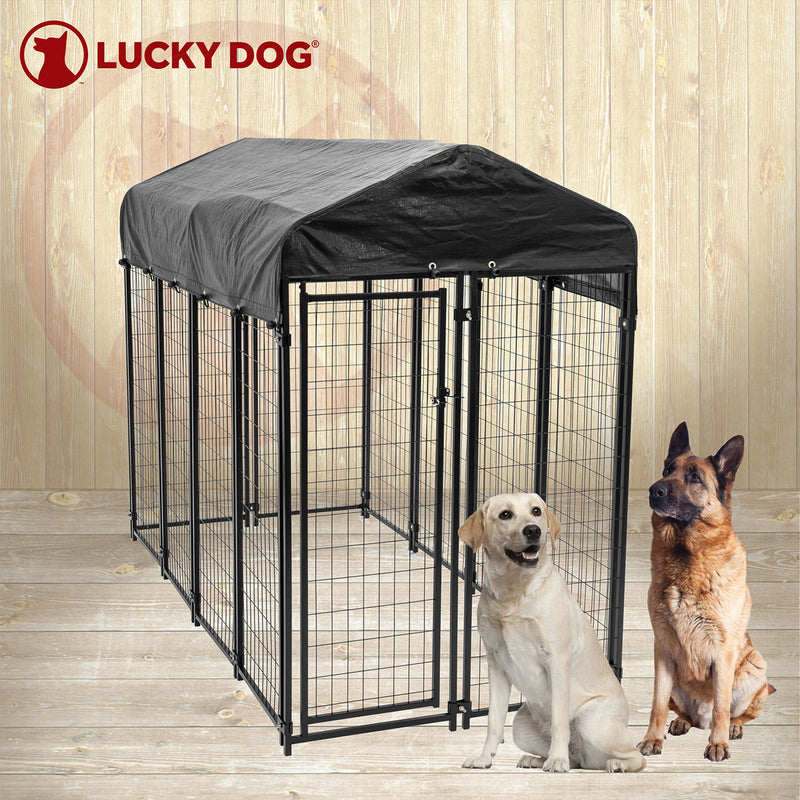 Lucky Dog Uptown Large Outdoor Covered Kennel Heavy Duty Dog Fence Pen (6 Pack)