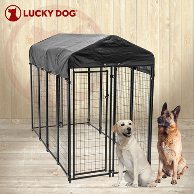 Lucky Dog Uptown Large Outdoor Covered Kennel Heavy Duty Dog Fence Pen (6 Pack) - VMInnovations