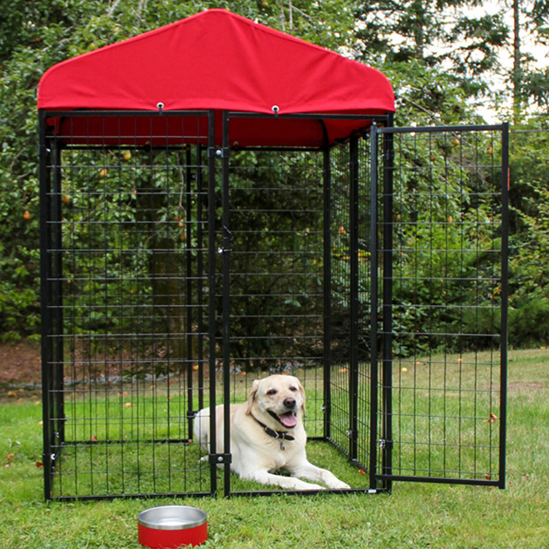 Lucky Dog Uptown Large Outdoor Covered Kennel Heavy Duty Dog Fence Pen (6 Pack)