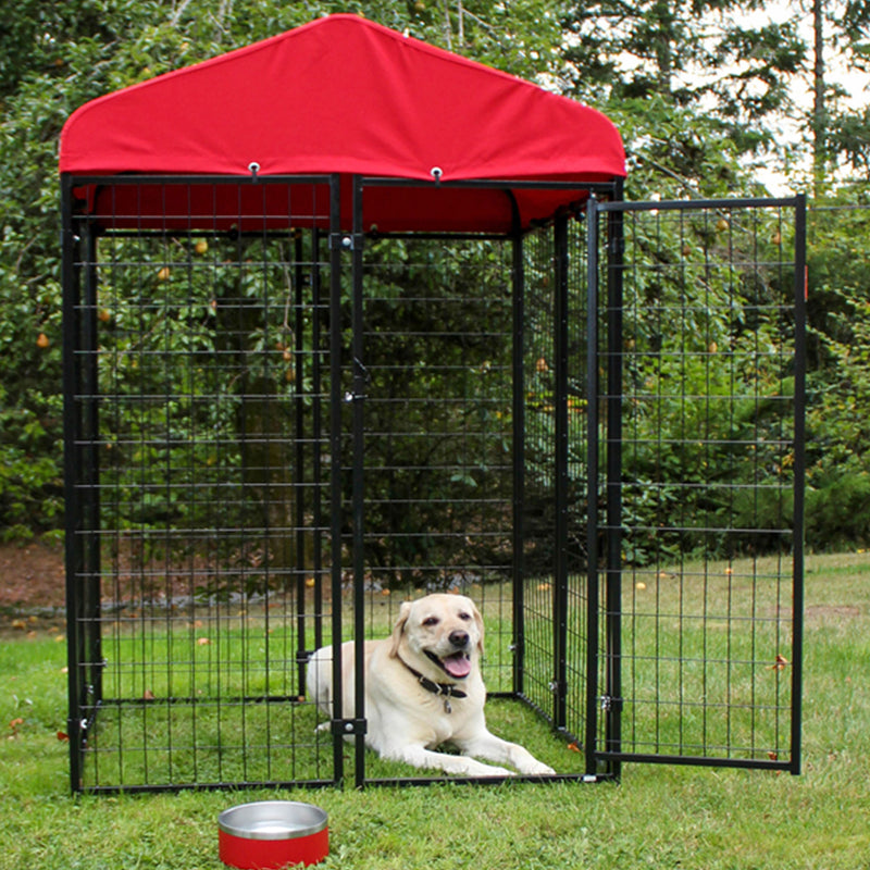 Lucky Dog Uptown Large Outdoor Covered Kennel Heavy Duty Dog Fence Pen (3 Pack)