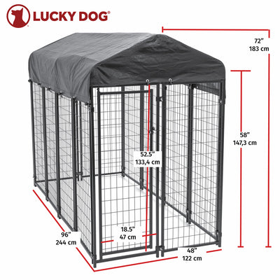 Lucky Dog Uptown Large Outdoor Covered Kennel Heavy Duty Dog Fence Pen (4 Pack) - VMInnovations