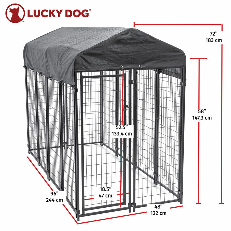 Lucky Dog Uptown Large Outdoor Covered Kennel Heavy Duty Dog Fence Pen (2 Pack)