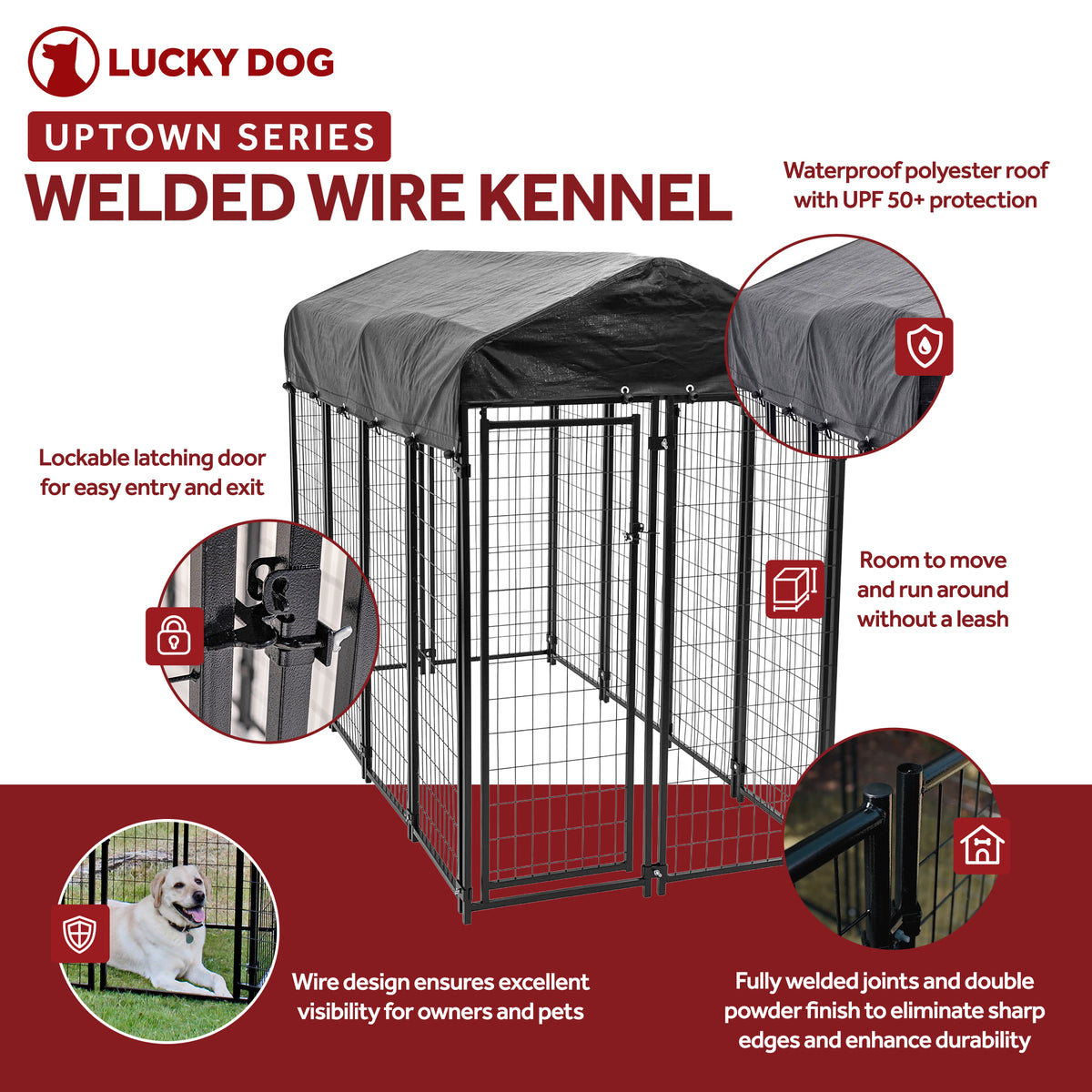 Lucky Dog Uptown Large Wire Kennel Heavy Duty Pet Dog Cage Fence (Incomplete)