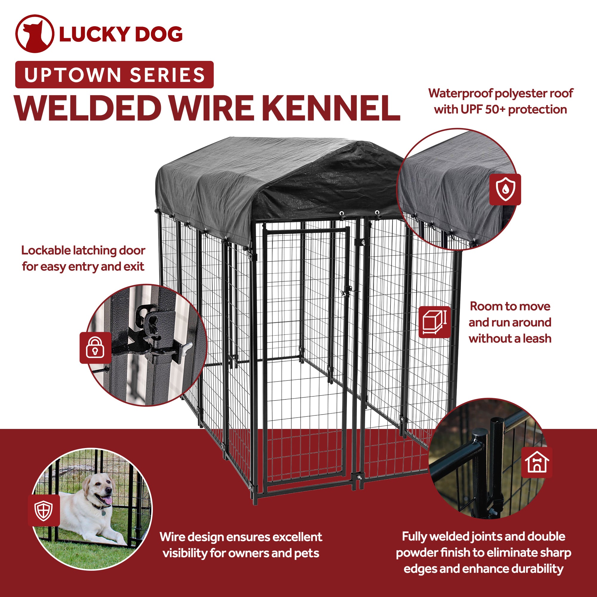 Lucky Dog Uptown Large Welded Kennel Heavy Duty Dog Cage Pen (Open Box) - VMInnovations