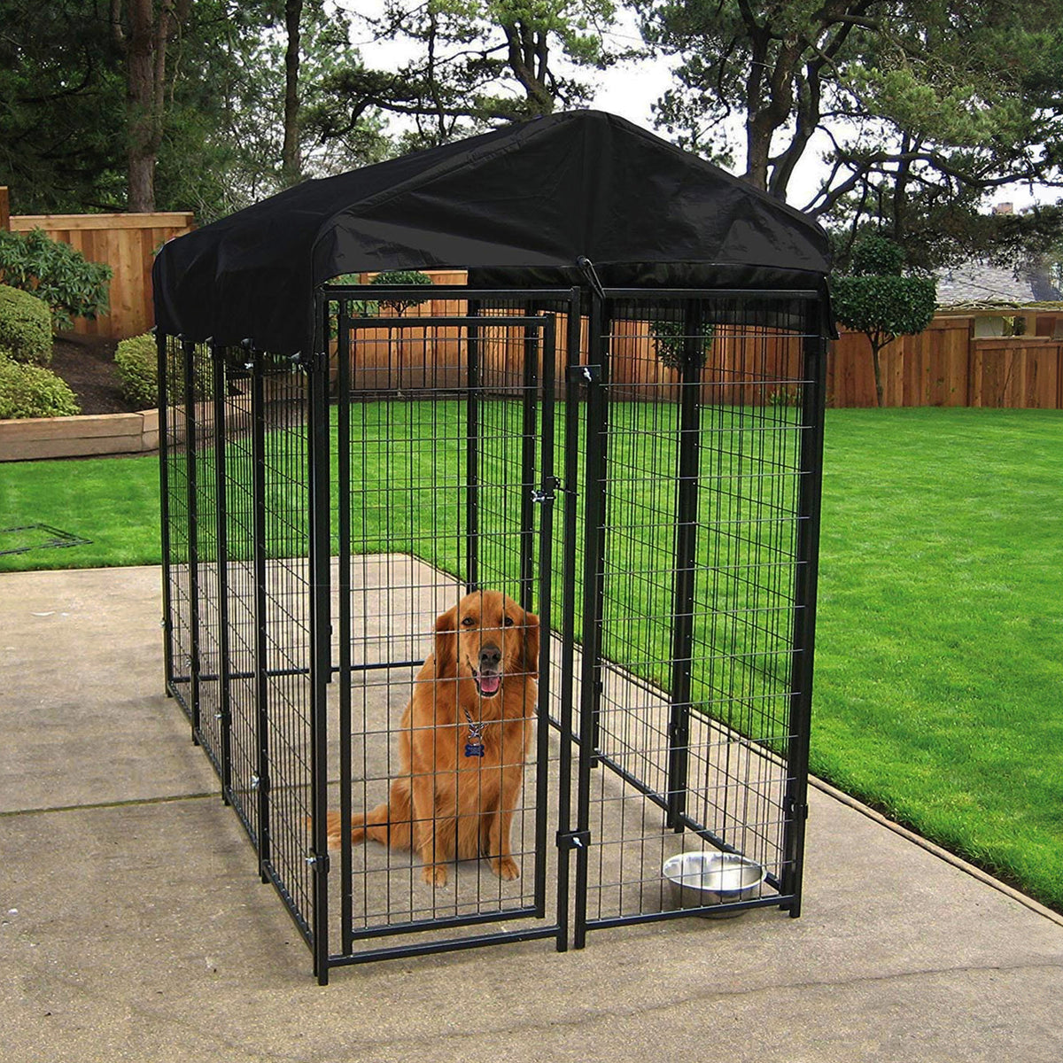Lucky Dog Large Outdoor Covered Kennel Heavy Duty Dog Cage Fence Pen (Damaged)