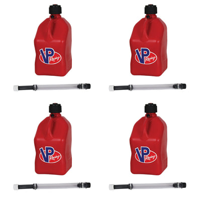 VP Racing Fuels Motorsport 5.5 Gal Utility Jug w/ 14" Deluxe Hose, Red (4 Pack)