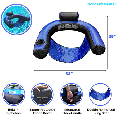 Swimline 90465 Inflatable Nylon Covered Pool Chair Float (Open Box)