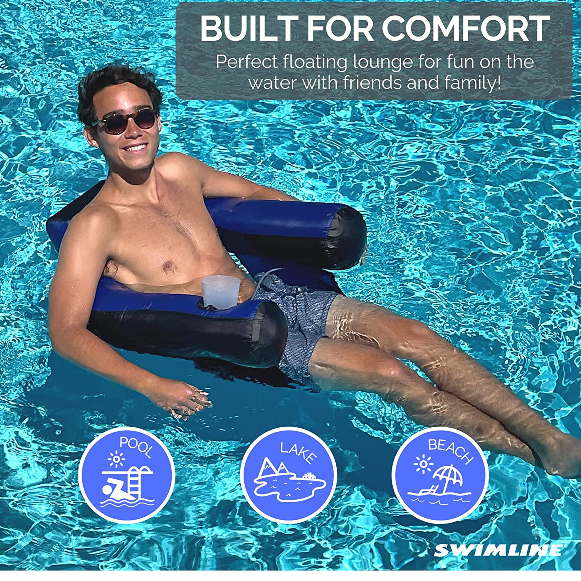 Swimline 90465 Inflatable Nylon Covered Pool Chair Float (Open Box)