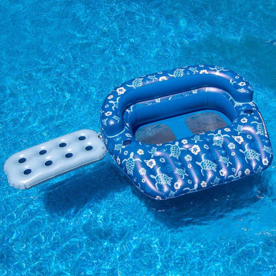 Swimline 2 Person Inflatable Float with Mesh Seat and Tropical Print (Open Box) - VMInnovations