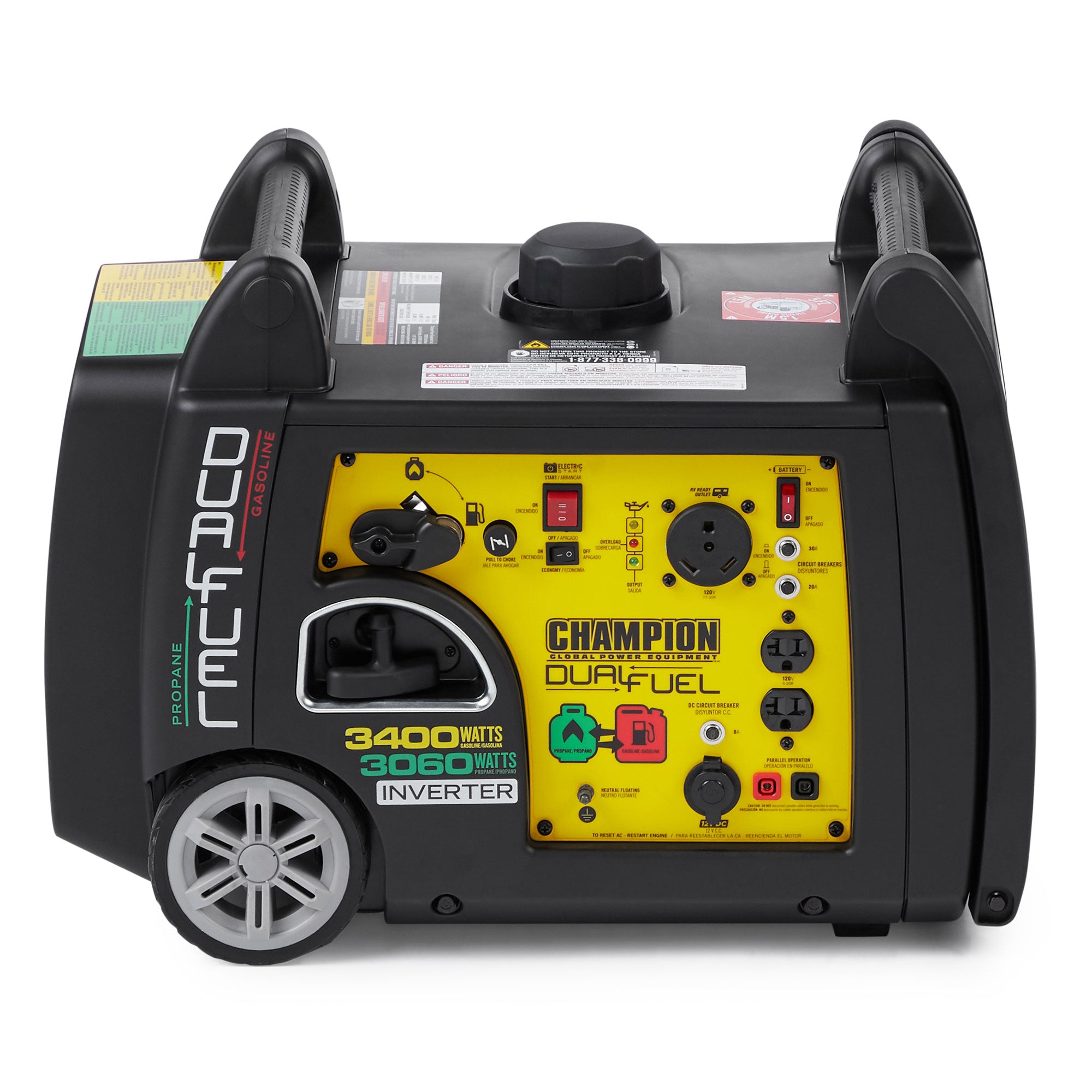 Champion 3400W Portable Electric Start Dual Fuel Inverter Generator (Open Box)