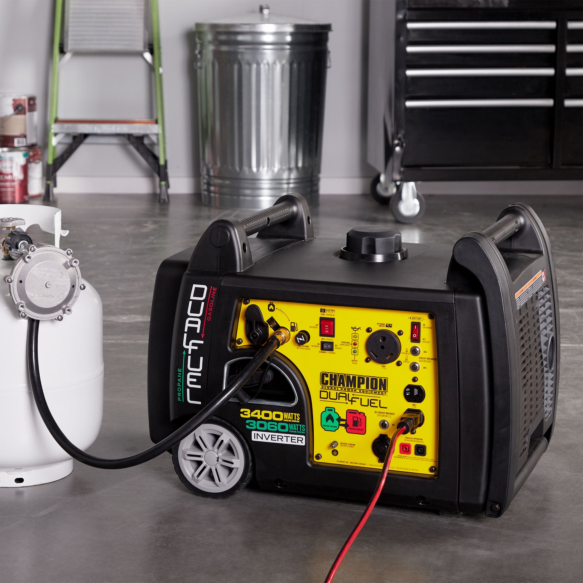 Champion 3400W Portable Electric Start Dual Fuel Inverter Generator (Open Box)