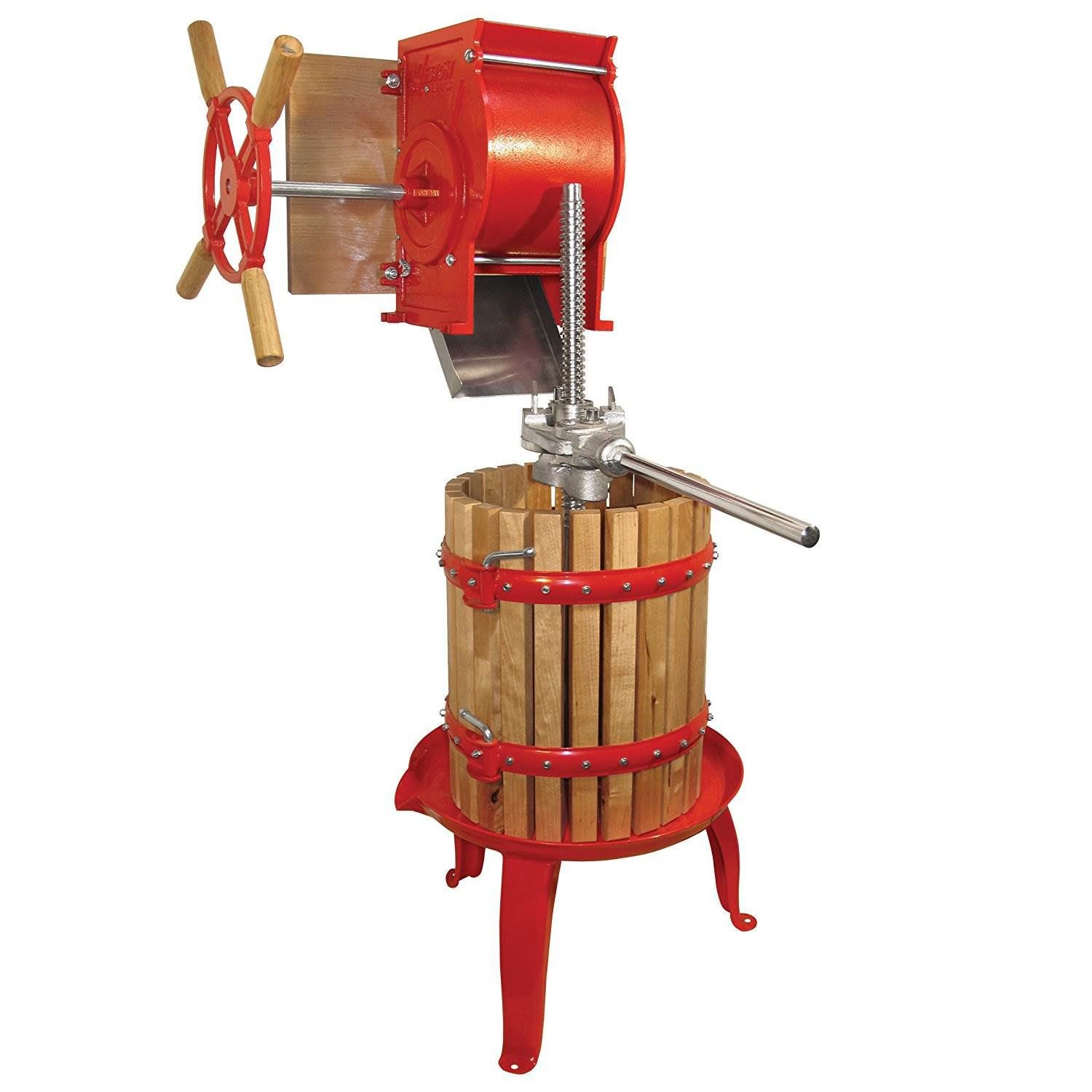 Weston Cast Iron Ratchet System and Wooden Cage Home Fruit Juice and Wine Press