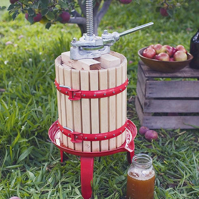 Weston Cast Iron Ratchet System and Wooden Cage Home Fruit Juice and Wine Press
