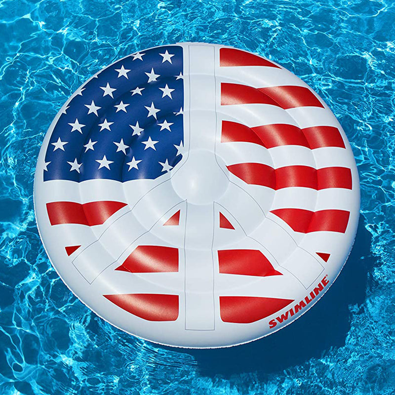 Swimline 60" Inflatable American Flag Peace Swimming Pool Floating Water Raft