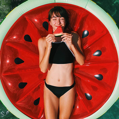 Swimline 90544 Inflatable 60" Watermelon Pool or Lake Floating Water Raft, Red