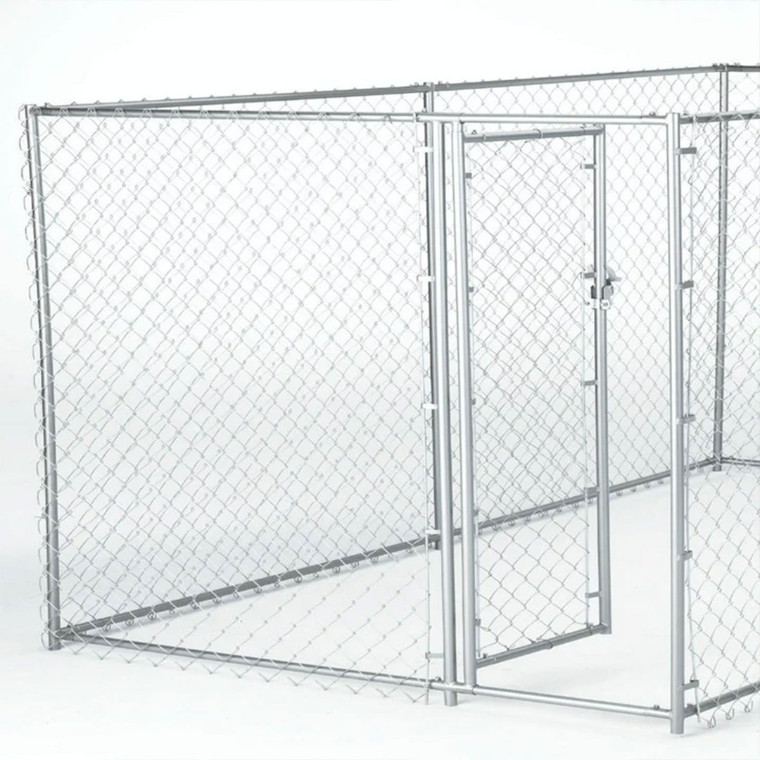 Lucky Dog 10 x 10 Foot Heavy Duty Outdoor Chain Link Dog Kennel w/ Door (2 Pack) - VMInnovations