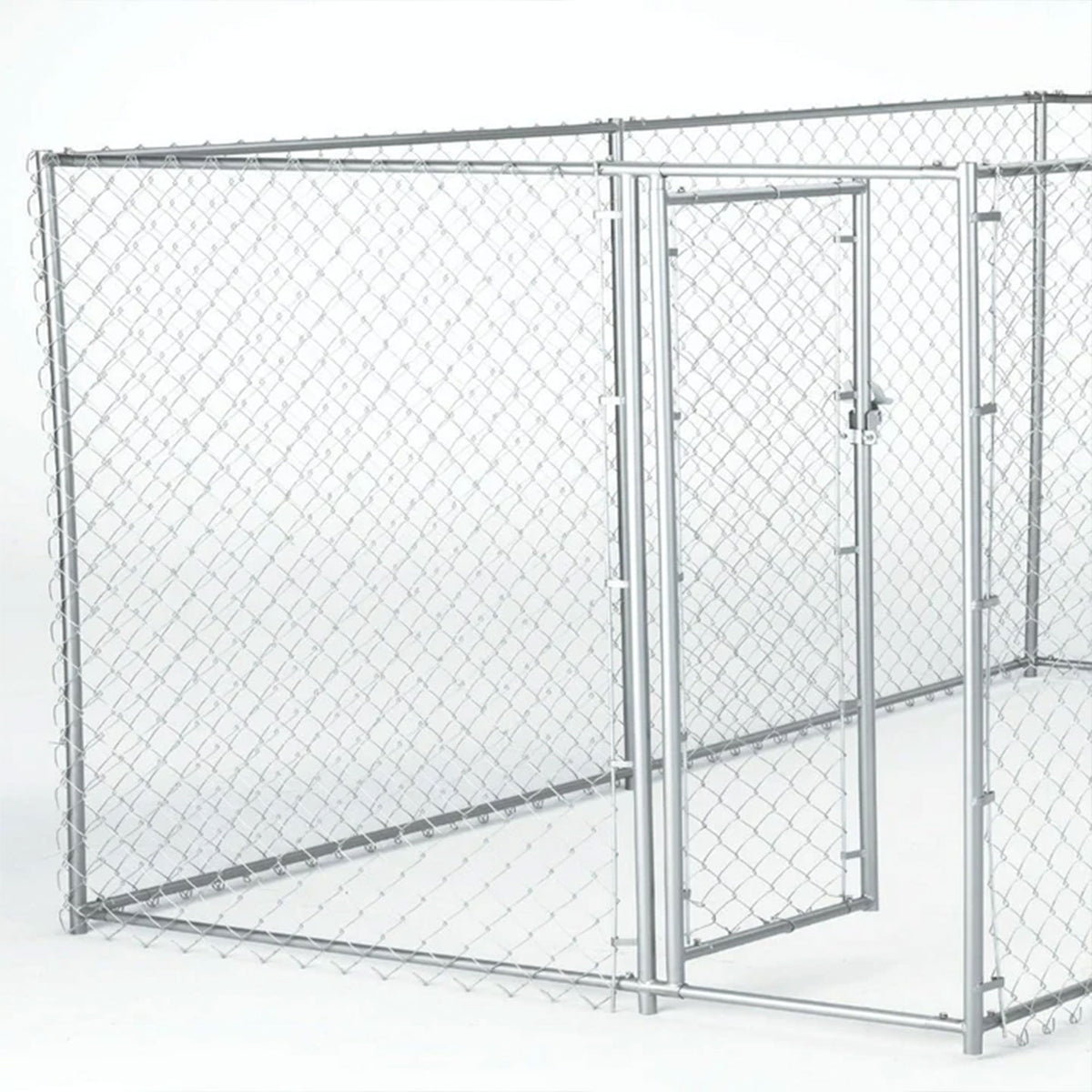 Lucky Dog 10 x 10 Ft. Outdoor Chain Link Dog Kennel Enclosure w/ Door (Open Box) - VMInnovations