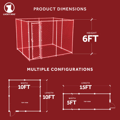 Lucky Dog 10x10 Heavy Duty Chain Link Dog Kennel Enclosure w/ Door (For Parts) - VMInnovations